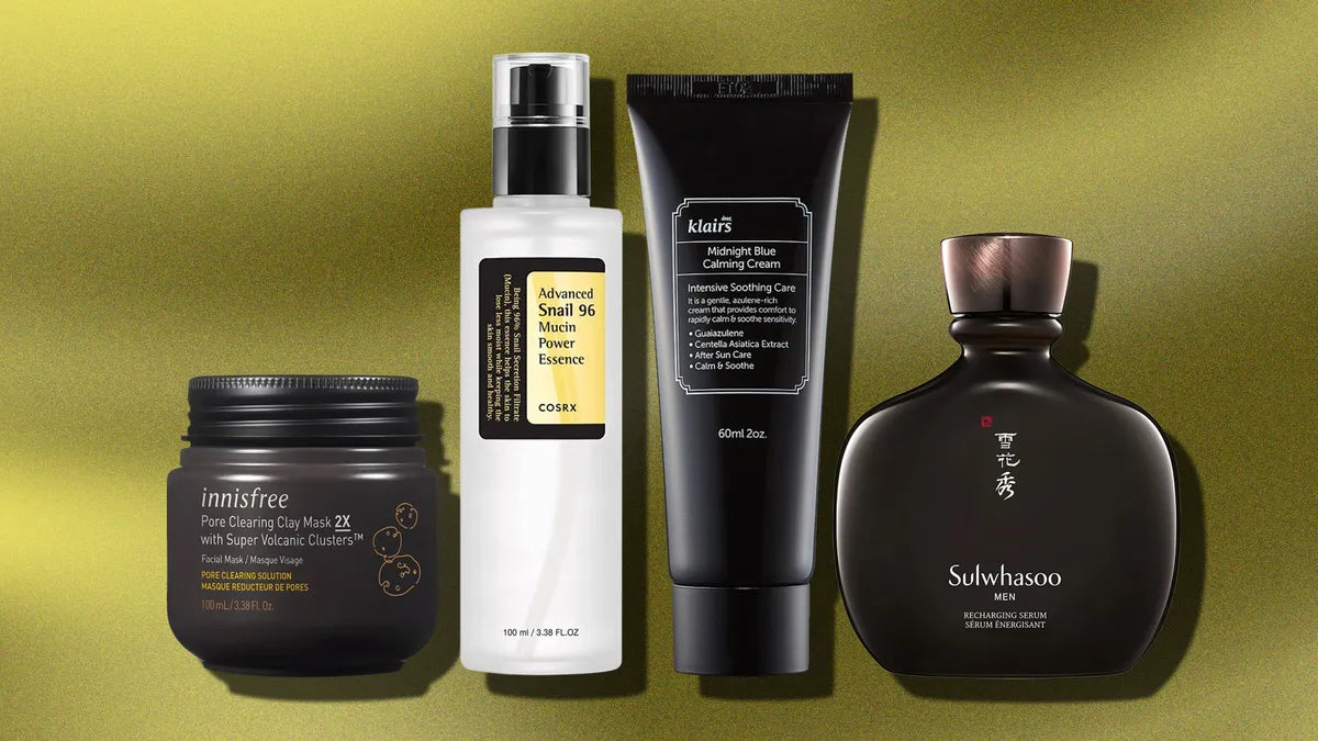Korean skincare products with natural ingredients and minimalistic packaging