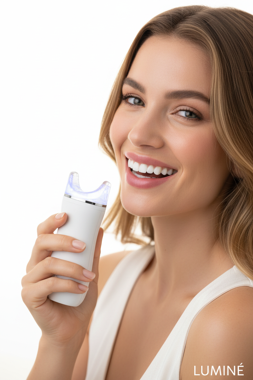 Bright white teeth after whitening treatment