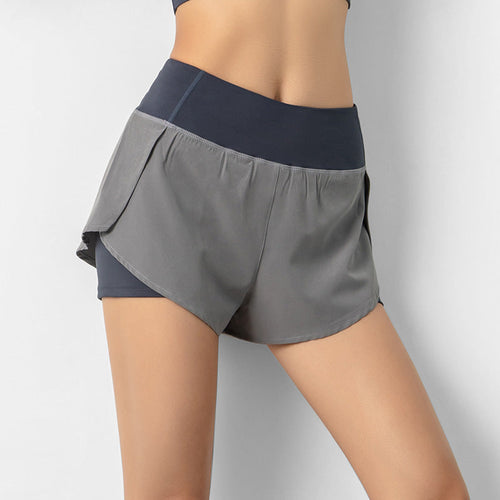 Black 2-in-1 active shorts with inner support layer and quick-dry fabric for workouts and running