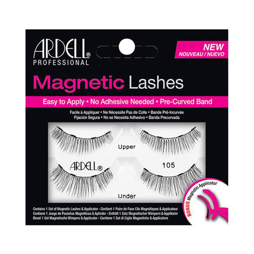 Close-up of ARDELL Magnetic Lashes 105 with curved band and natural human hair fibers