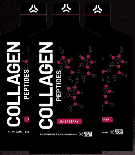 OIAM Performance Liquid Collagen Blend Raspberry 30 single-serve pouches box and pouches with NSF Certified for Sport logo