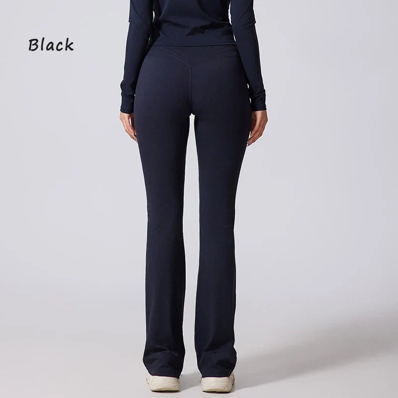 DIAS FIT JOY Women's Hip lifting flared pants high waisted yoga fitness pants sports micro flared yoga pants wide leg pants