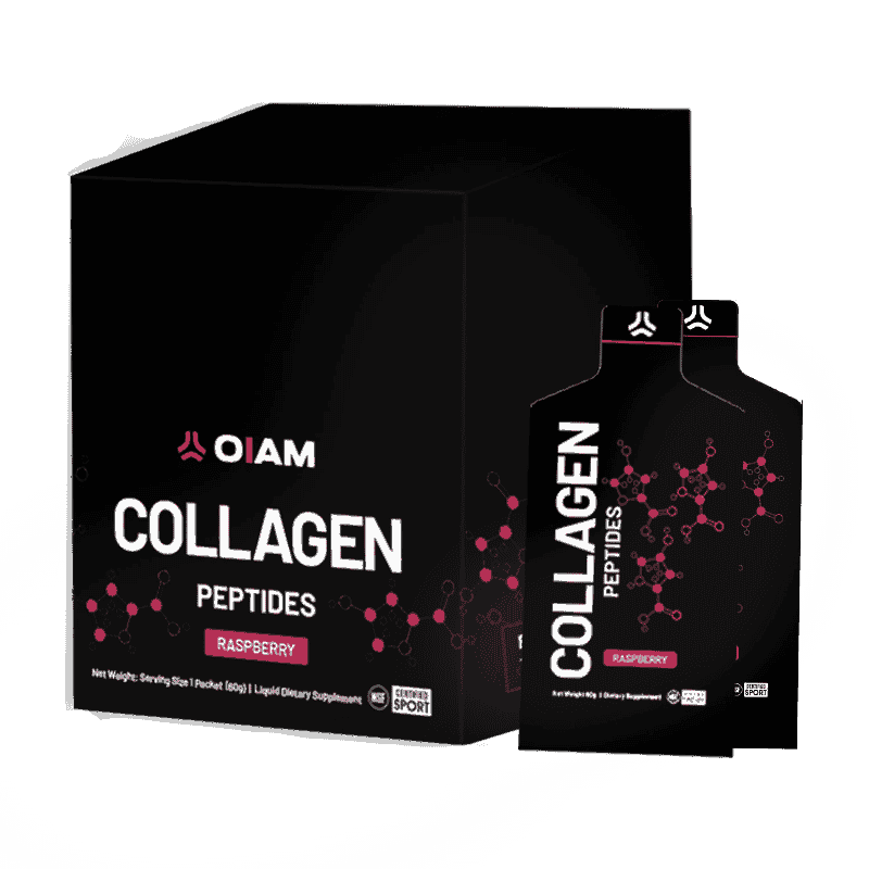 OIAM Performance Liquid Collagen Blend Raspberry 30 single-serve pouches for joint, skin, and bone health